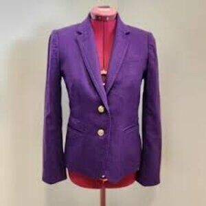 J.Crew Schoolboy Blazer Purple Two Gold Button Wool Size 2